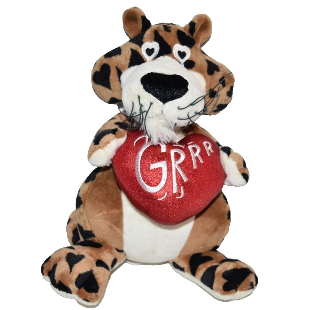 Vtg Wal-Mart Leopard tiger Cheetah Plush Heart Love Valentine's Day Grrr
